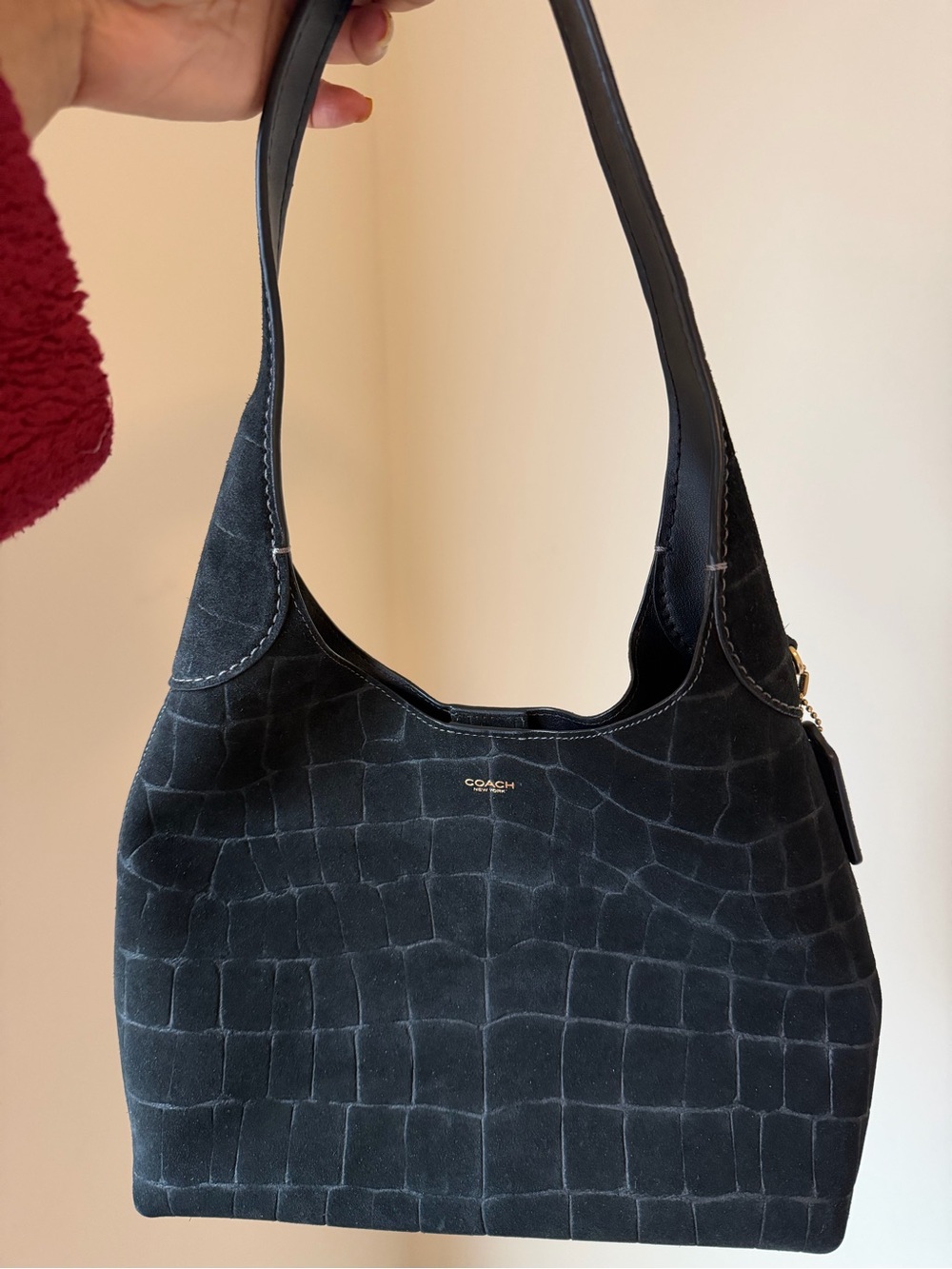 Coach Black Croc-Embossed Suede Brooklyn 28